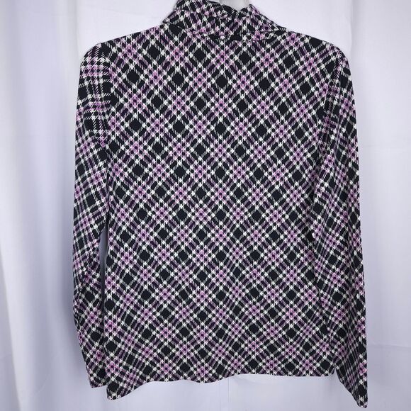 NWT The Talbots Tee Womens Medium Purple Plaid Argyle Turtleneck Athletic Top - Picture 4 of 7